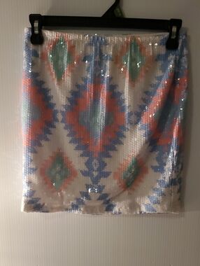 Charlotte Russe Sequin Aztec Print Mini Skirt Size S